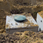 View of the tanks after they have been set in the ground.