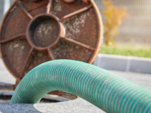 a septic tank with a tube coming out of it